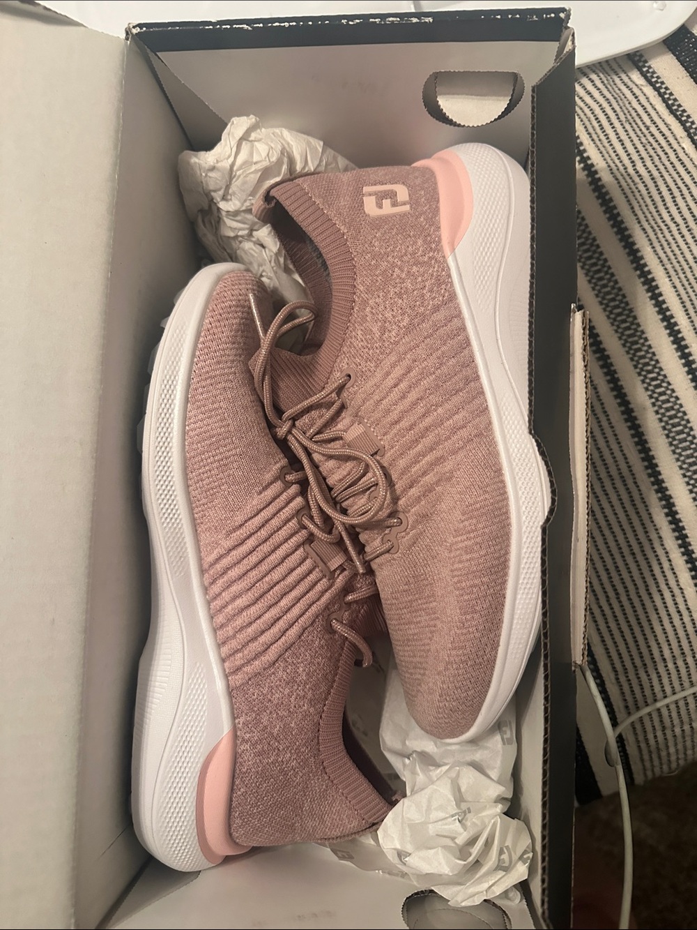 FootJoy Women's Knit Slip-On Athletic Sneakers in Dusty Rose and White